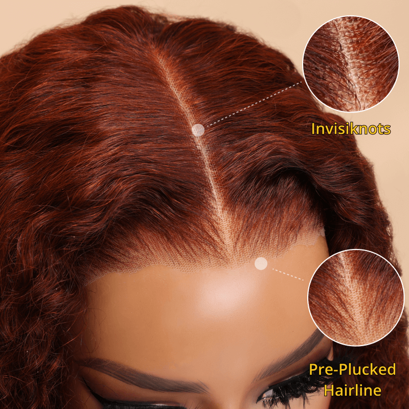 Extra 60% OFF | Sunber Reddish Brown Jerry Curly 13x4/7×5 Bye Bye Knots Lace Front Wig Real Human Hair