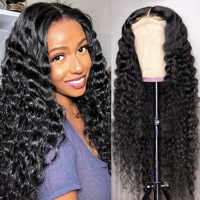 Extra 50% OFF | Sunber Curly 7×5 Bye Bye Knots Pre-Cut Lace Wigs  Lace Closure Pre-Plucked Hairline Human Hair