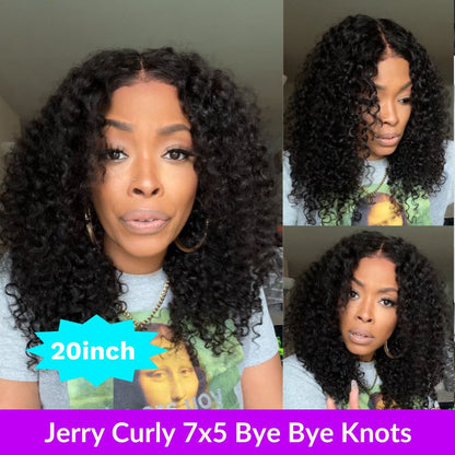 [20&quot;=$159] Flash Sale Sunber 7x5 Bye Bye Knots Wigs Jerry Curly Pre-Cut Lace Human Hair Wigs