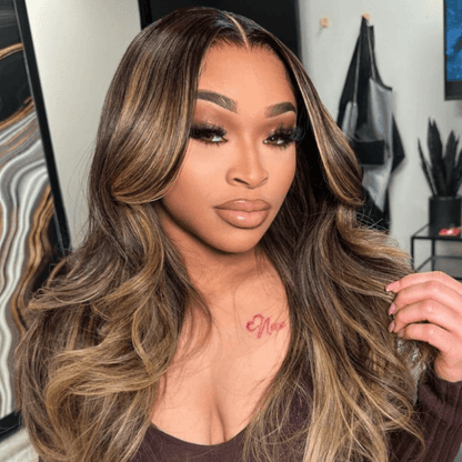 [$39=26&quot; By Afterpay] Body Wave Highlights 13x4 Lace Frontal Pre-Cut Lace Wig No Baby Hair Flash Sale