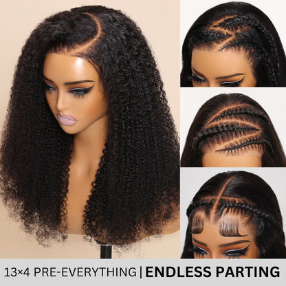 Sunber Kinky Curly 13x4 Pre Everything Lace Front Wigs Natural Hairline Human Hair Wigs Pre Plucked