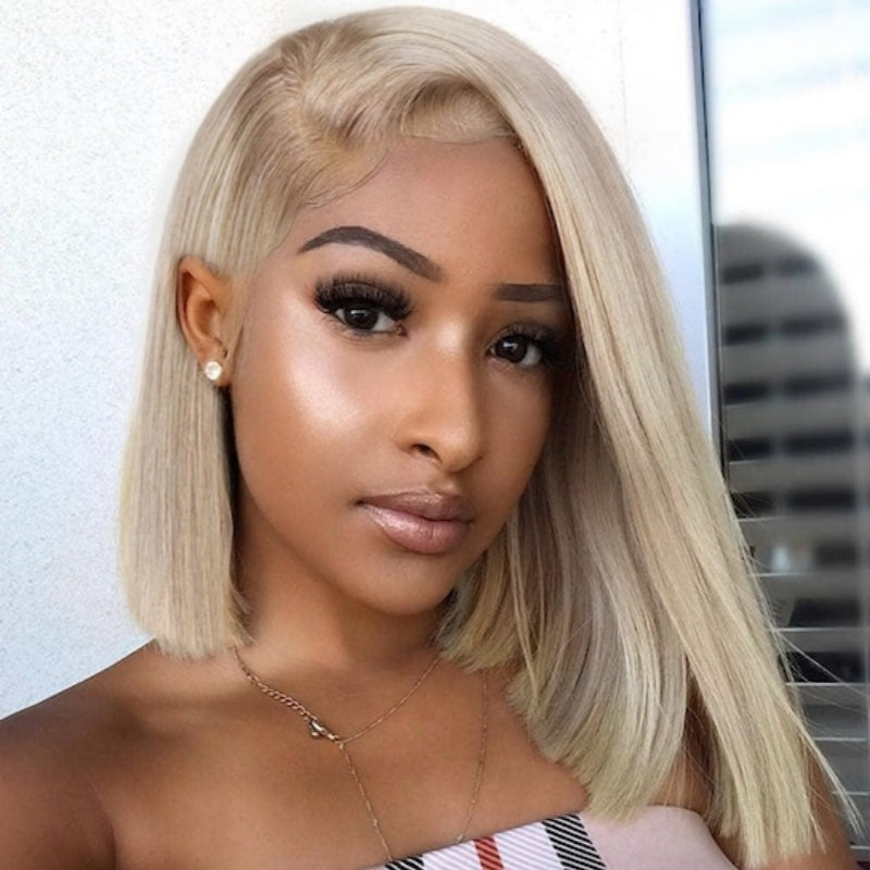 Flash Sale Sunber 7x5 Glueless Wig Blonde with Brown Root Straight Bob Wig Black Short Wigs For Women