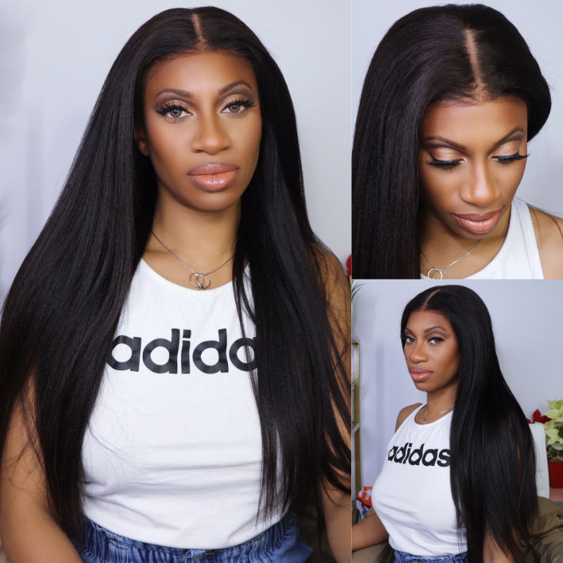 Extra 70% OFF | Sunber Yaki Straight Glueless 7x5 Bye Bye Knots Lace Closure Wig With Bleach Knots