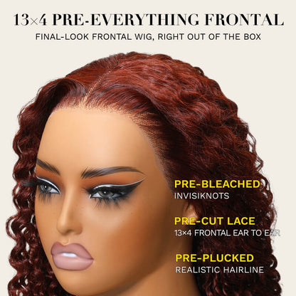 Sunber Reddish Brown Jerry Curly 7×5  Bye Bye Knots Wig Glueless 13×4 Pre-Everything Frontal Human Hair