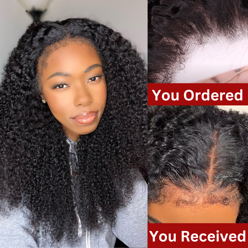 New User Exclusive |Sunber 4C Kinky Edge Kinky Curly Skin Melt Natural Hairline Lace Front Human Hair Wigs Pre Plucked