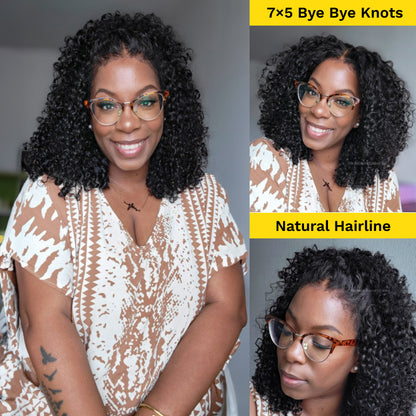 Kie RaShon’s style jerry curly bye bye knots lace closure wig