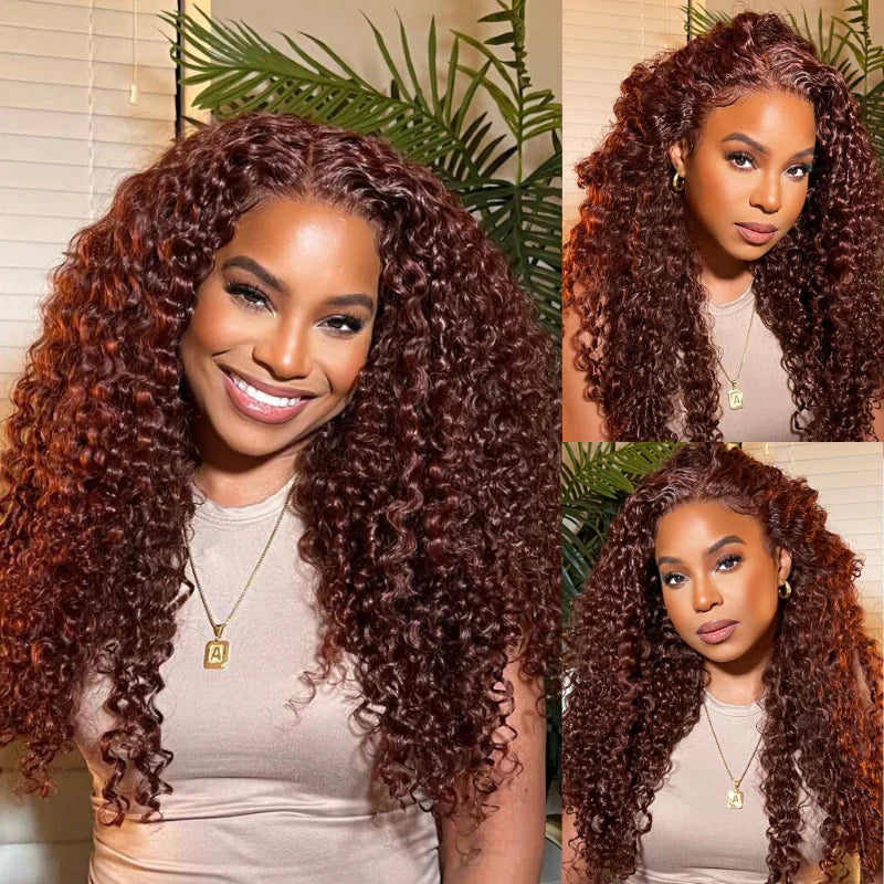 Extra 50% OFF | Sunber Reddish Brown Jerry Curly 7×5 Bye Bye Knots Lace Front Wig Real Human Hair