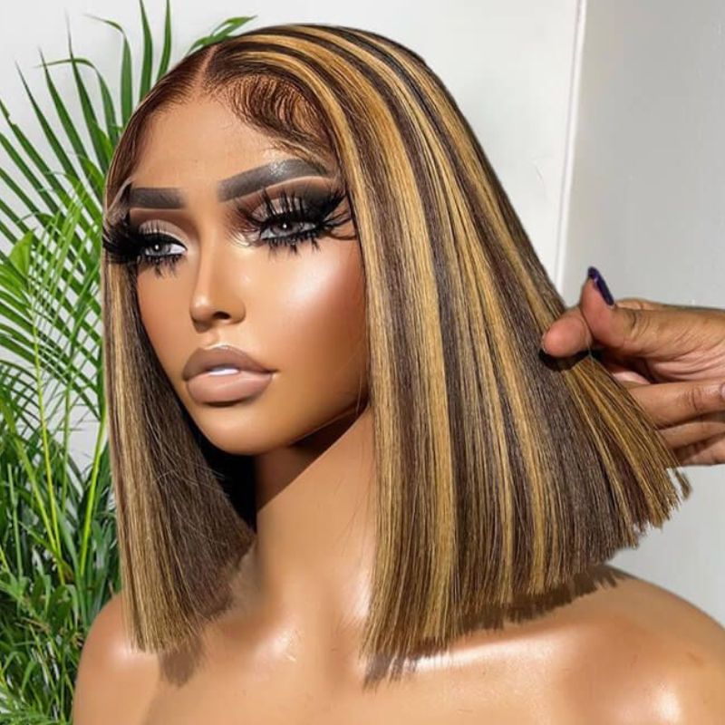 BOGO Sunber  Highlight Short Bob Lace Part Human Hair Wigs