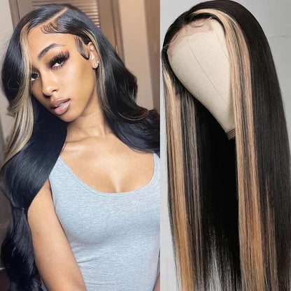 Sunber Highlight Ombre TL27 Color Straight Human Hair Wigs Hand Tied Lace Part Wig Flash Sale 180% Density