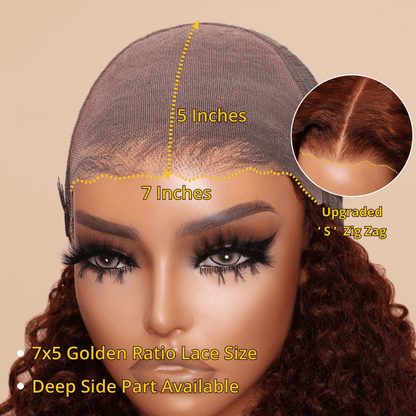 Sunber Reddish Brown Body Wave7*5 Pre Cut Lace Dark Auburn Copper Color 13*4 Lace Front Wigs Flash Sale