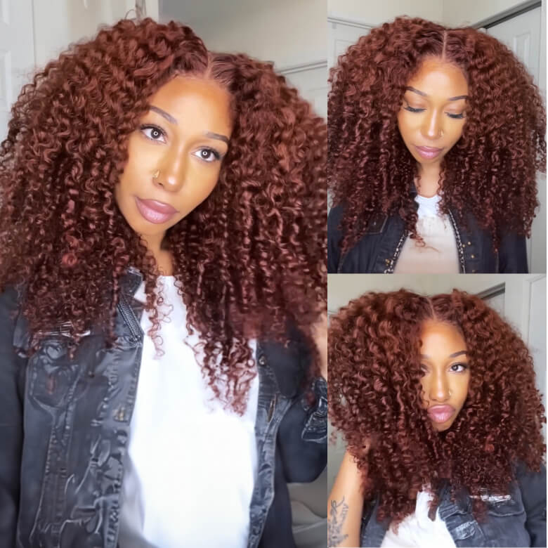 Sunber Reddish Brown Jerry Curly 7×5  Bye Bye Knots Wig Glueless 13×4 Pre-Everything Frontal Human Hair