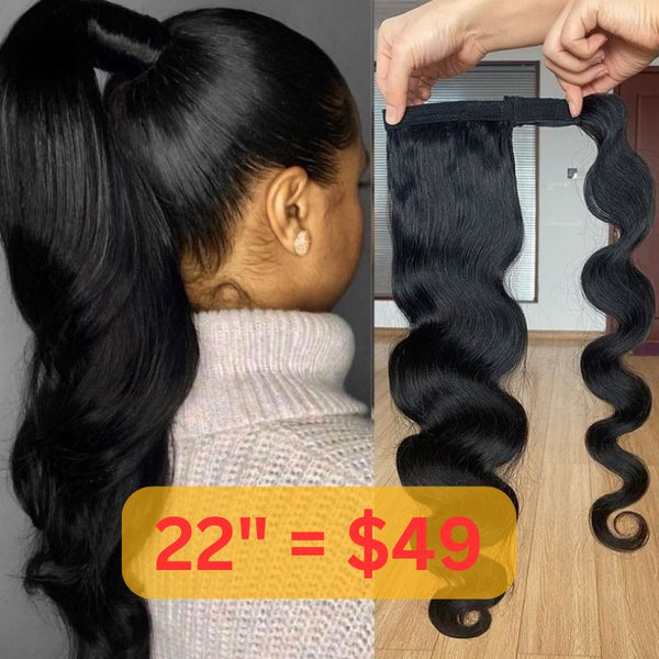 Flash Sale Sunber High Ponytail With Clip In Wrap-around Body Wave Ponytail Extension Human Hair