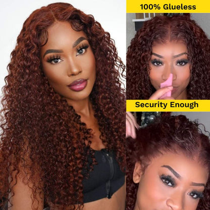 Flash Sale Sunber Reddish Brown Kinky Curly Wigs Glueless Human Hair Wigs