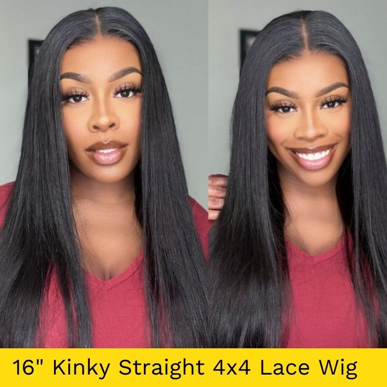 $119=2Wigs| 16&quot; Body Wave Pre Cut Lace Wig  | 16inch Kinky Straigh Lace Closure Wig Flash Sale