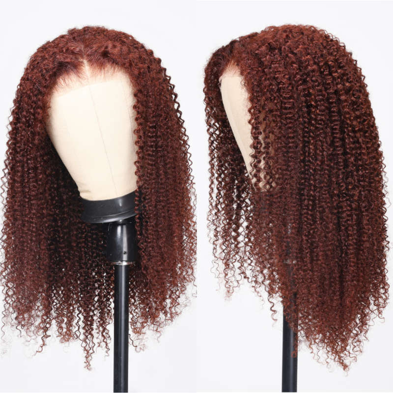 Sunber Reddish Brown Kinky Curly Glueless Wig