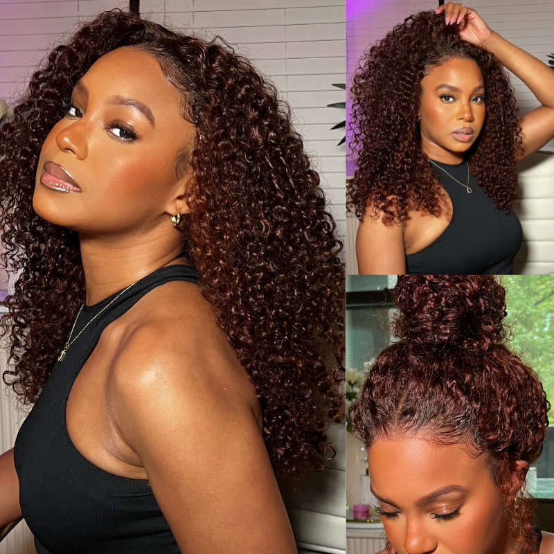 Extra 70% OFF | Sunber Reddish Brown Jerry Curly 7×5 Bye Bye Knots Lace Front Wig Real Human Hair