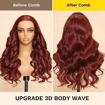 Sunber Body Wave 13x4 Pre Everything Lace Front Wig Reddish Brown Human Hair Wavy Lace Wig