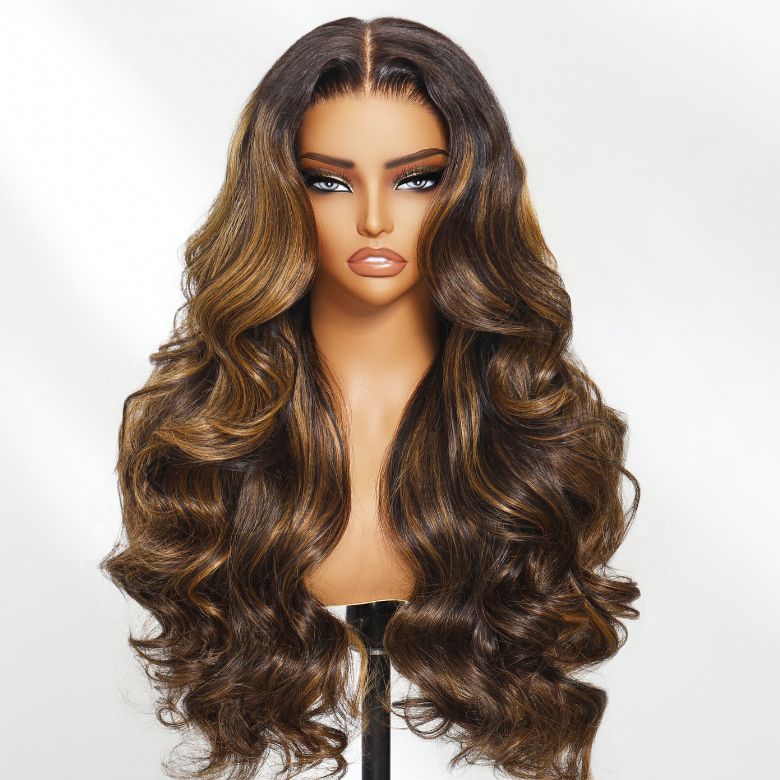 Flash Sale Sunber Balayage Highlight Body Wave Transparent Lace Front Wigs Shadow Root Wigs Shake And Go Wigs