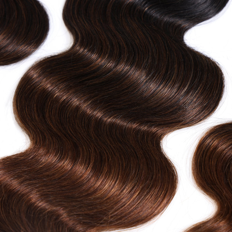 Sunber Loose Wave 2/3/4Pcs Virgin Hair Extensions With Black to Chestnut Brown Ombre Bundles