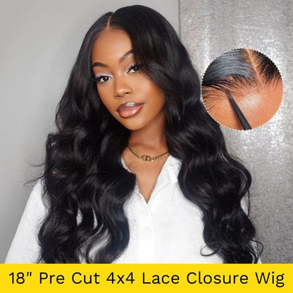 $119=2Wigs| 16&quot; Body Wave Pre Cut Lace Wig  | 16inch Kinky Straigh Lace Closure Wig Flash Sale