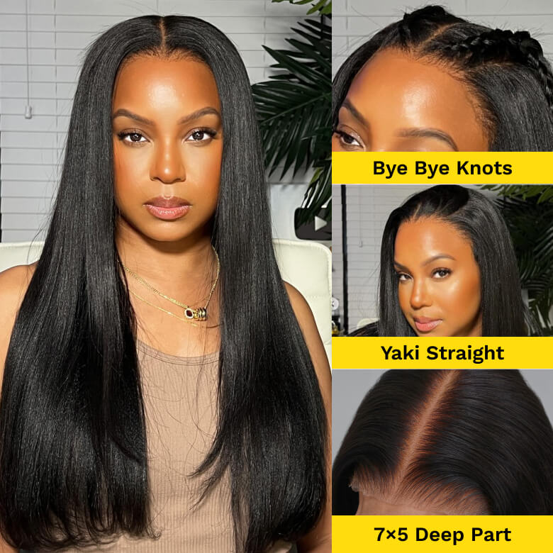 yaki straight 7x5 deep part long hair wig