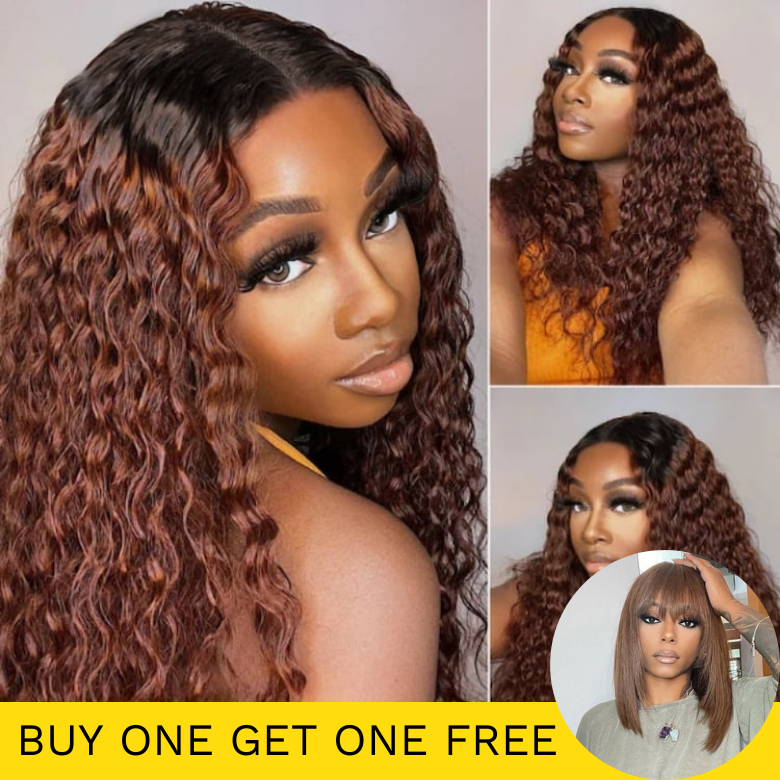 $99=2Wigs| Balayage Highlight Curly 18inch Glueless Wig | 613 Blonde 180% Lace Closure Bob Wig Flash Sale