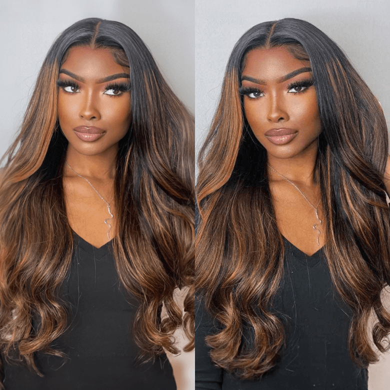 Flash Sale Sunber Highlight Balayage 3D Body Wave 7x5 Bye Bye Knots Lace Closure Wigs Shadow Root Wigs With Baby Hair