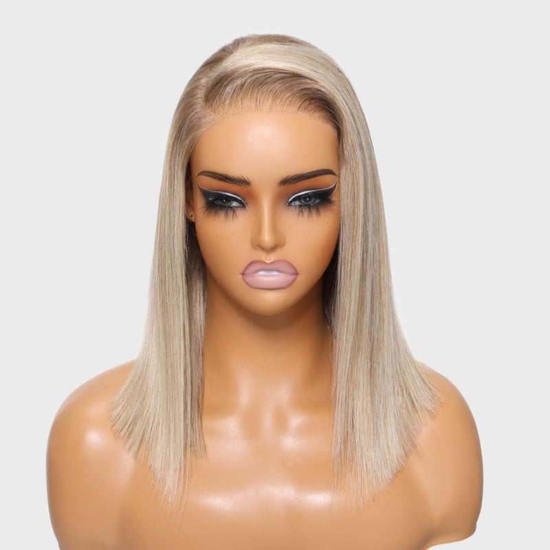 7x5 Glueless Wig Blonde with Brown Root Straight Bob Wig