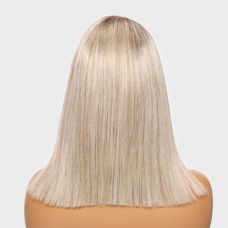 7x5 Glueless Wig Blonde with Brown Root Straight Bob Wig