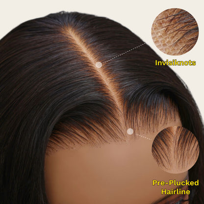 Flash Sale Sunber Chocolate Brown With Peek A Boo Blonde Highlights  Magic Lace Wig Buy 1 Get 1 Free Replaceable Top