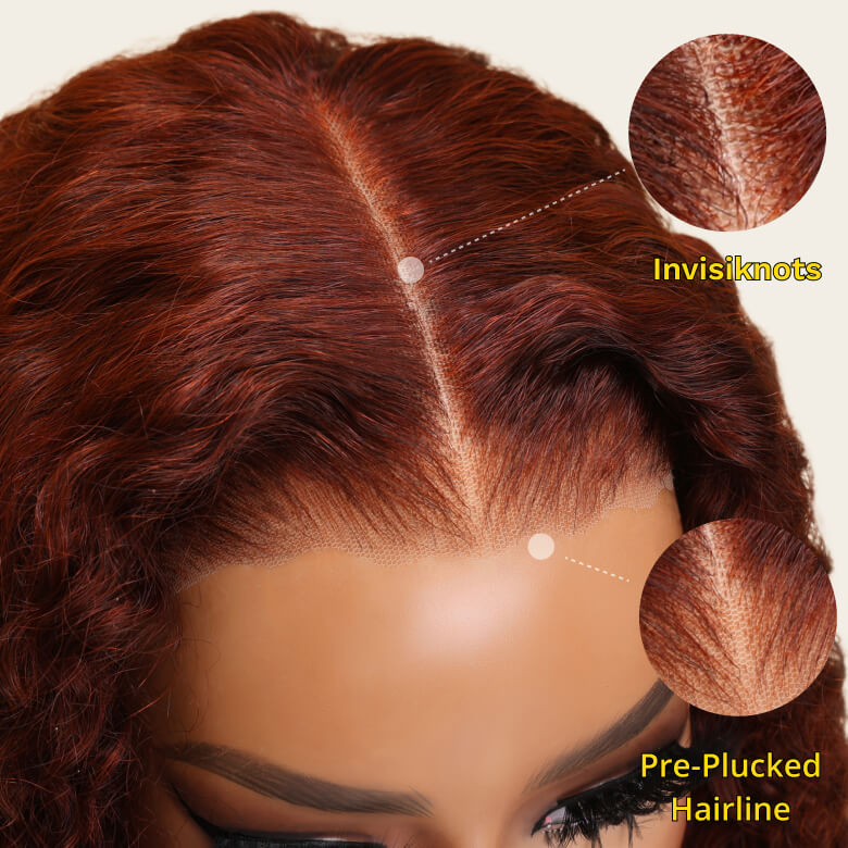 Flash Sale Sunber Reddish Brown Jerry Curly 7×5 Pre Cut Upgrade Bye Bye Knots Human Hair Wigs