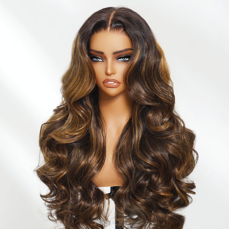 Flash Sale Sunber Balayage Highlight Body Wave Transparent Lace Front Wigs Shadow Root Wigs Shake And Go Wigs