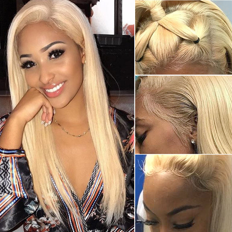 Sunber 613 Blonde Full Lace Color Wig Pre Plucked Straight Virgin Human Hair Wig 180% Density