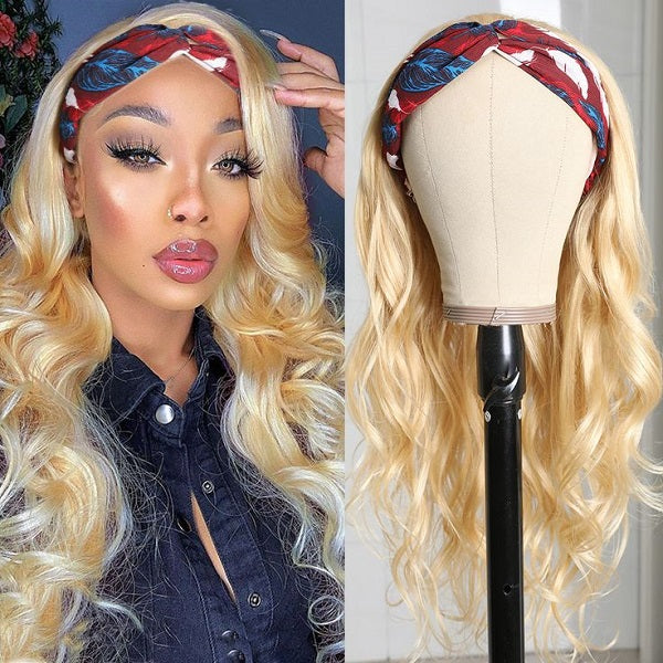 Clearance Sale 613 Blonde Color Natural Wave Wigs Human Hair Headband Wig Flash Sale