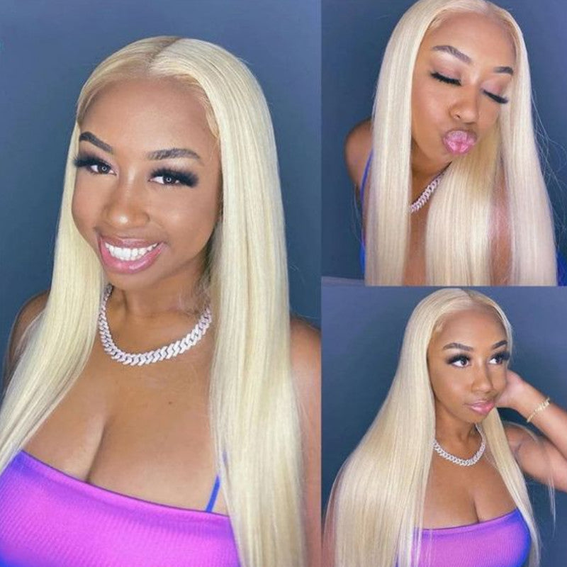 Sunber 613 Blonde Full Lace Color Wig Pre Plucked Straight Virgin Human Hair Wig 180% Density