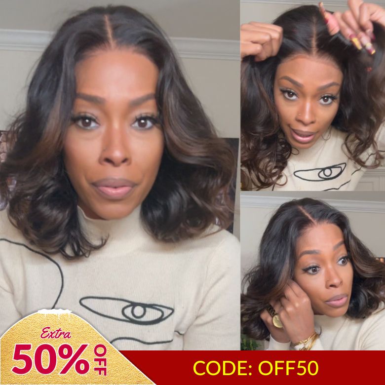 Extra 50% OFF | Sunber Bye Bye Knots Wig 7x5 Glueless Lace Black to Chestnut Brown Ombre Loose Wave Wig With Bleached Knots