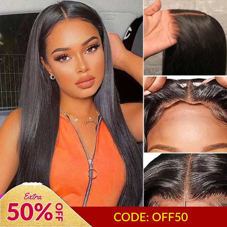 Extra 50% OFF | Sunber 7x5 Bye Bye Knots Pre Cut Lace Straight Wigs With Baby Hair Put On And Go Wigs