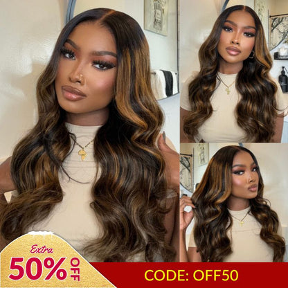 Extra 50% OFF | Sunber Trendiest  Highlight Balayage Blonde Human Hair Lace Front Wigs