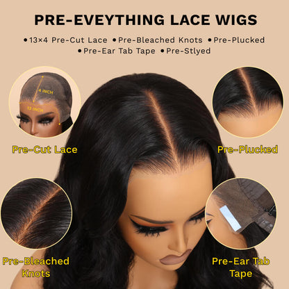 BOGO Sunber Body Wave 7*5 Pre Cut Lace/13×4 Pre Everything Lace Frontal Wigs Bye Bye Knots Human Hair Wigs