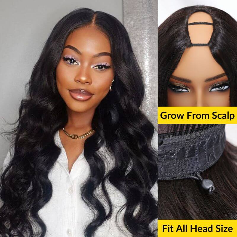 Sunber Body Wave Upgrade U Part Wig Human Hair Natural Black Color For Women Flash Sale