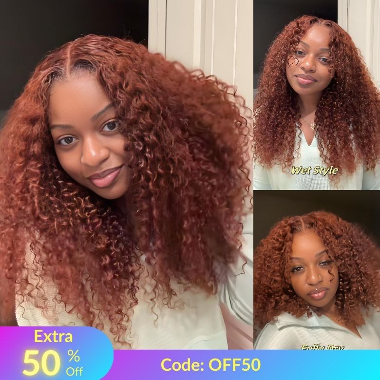 Extra 50% OFF | Sunber Reddish Brown Jerry Curly 7×5 Bye Bye Knots Lace Front Wig Real Human Hair