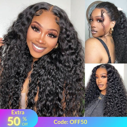 Extra 50% OFF | Sunber Wet And Wavy Curly Hair Lace Wig Real Human Hair Lace Frontal Wig