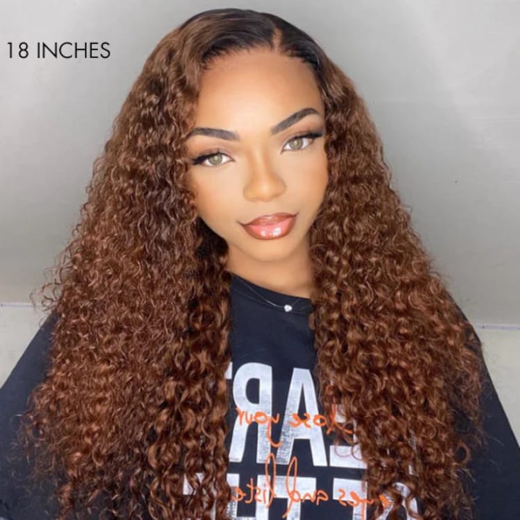 Flash Sale Reddish Brown Water Wave 180% Density V part Glueless wig