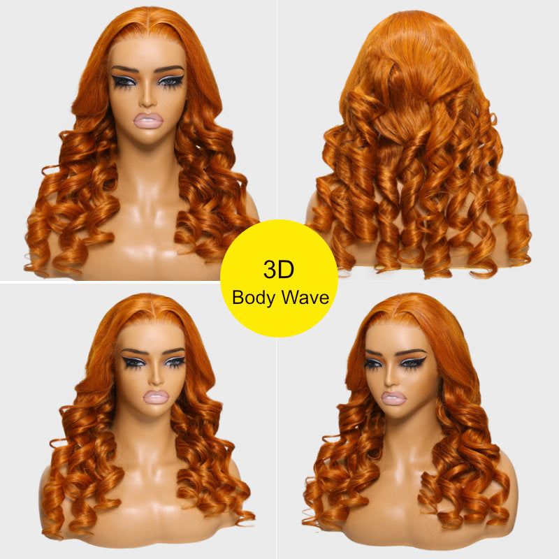 Sunber Ginger Spice Orange Color 3D Body Wave 13x4 Pre Everything Lace Front Wigs Fall Color Human Hair Wigs Flash Sale