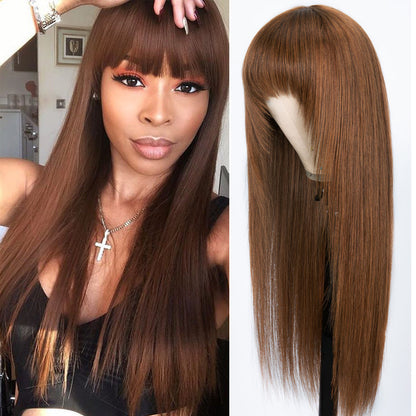 Chocolate Brown Layer Cut Glueless Wig