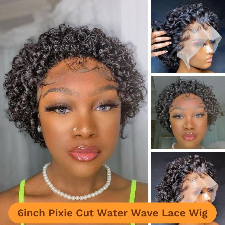 $99=2Wigs| 14Inch 180% Density Glueless Wig With Bangs| 6inch Pixie Cut LaceBob Wig Flash Sale