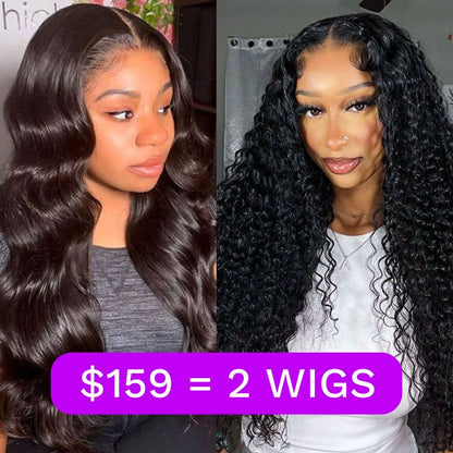 $159=2 Wigs|Boday Wave 5x5 HD Lace 180% Density And Water Wave 6x4.75 Pre Cut Lace 200% Density Wig Flash Sale