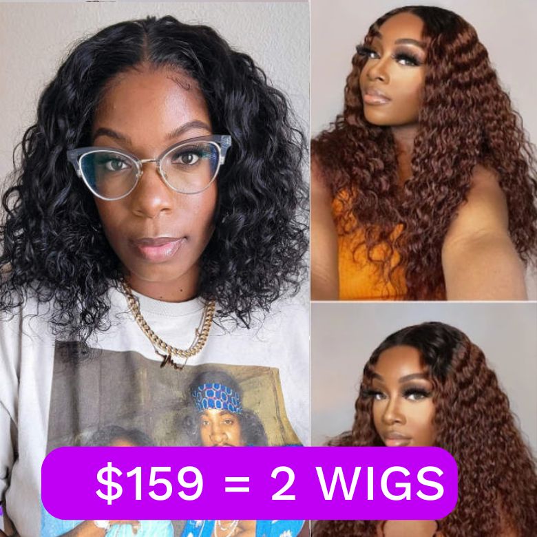 $159=2 Wigs|13x4 Lace Front 99J Body Wave  Wigs And Highlight Kinky Curly 13*4 Lace Front Wig Flash Sale