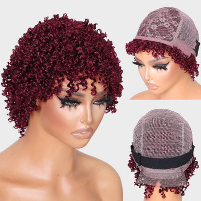 Machine Made Hair Wigs With Afro Curly Hair