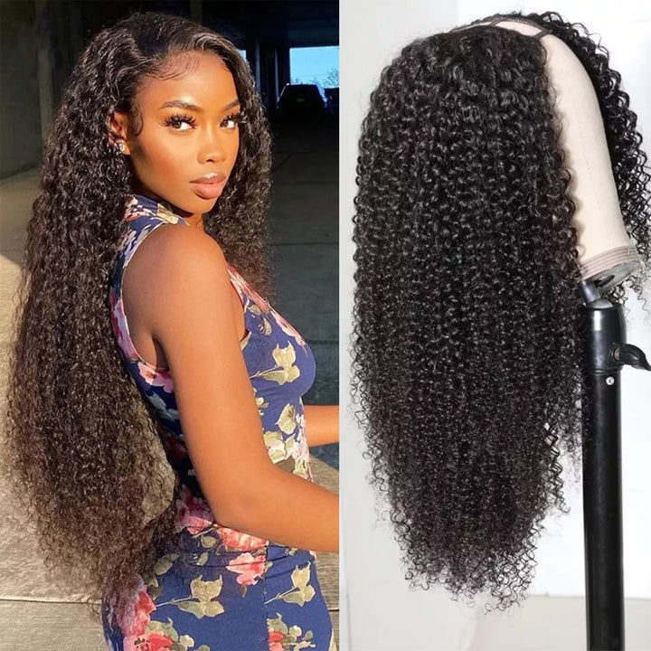 [$39=16inch]Sunber Jerry Curly U Part Hair Wig Human Hair Glueless Easy to Put On Wig Flash Sale